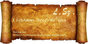 Lichtman Szofrónia névjegykártya